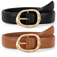 JASGOOD Women Leather Belt Ladies Casual Waist Belt Fashion Women Belt with Gold Buckle for Jeans Pants