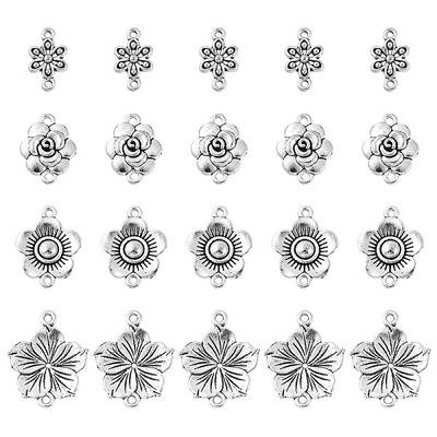 20Pcs 4 Styles Tibetan Style Zinc Alloy Connector Charms