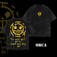 ORCA Limited Trafalgar Law One Piece Oversized Washed Tee 2.6 Graphic 90s, Vintage Unisex Oversize Anime Manga Acid Washed Li...