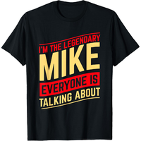 100% Cotton Short Sleeve Straight Fit Mock Collar Christmas Birthday Funny Mike Name First Name I'm The Legendary Mike T-Shir...