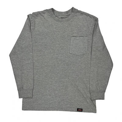 Pocket Dickies Long Sleeve T-Shirt - Large Grey Cotton Blend