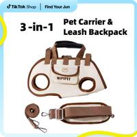 [Petlife] HipiPet Dog Backpack Leash Outdoor Portable Breathable – Multi-Function Hands-Free Carrier, Side-Crossbody & Towi...