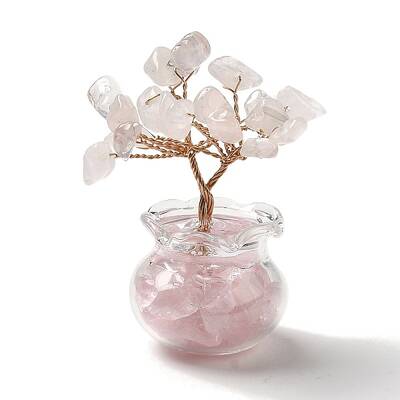 Natural Rose Quartz Chips Tree Decorations
