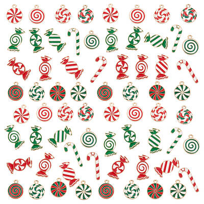 68Pcs 17 Style Christmas Themed Alloy Enamel Pendants