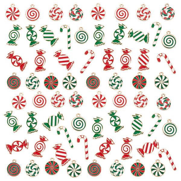 68Pcs 17 Style Christmas Themed Alloy Enamel Pendants