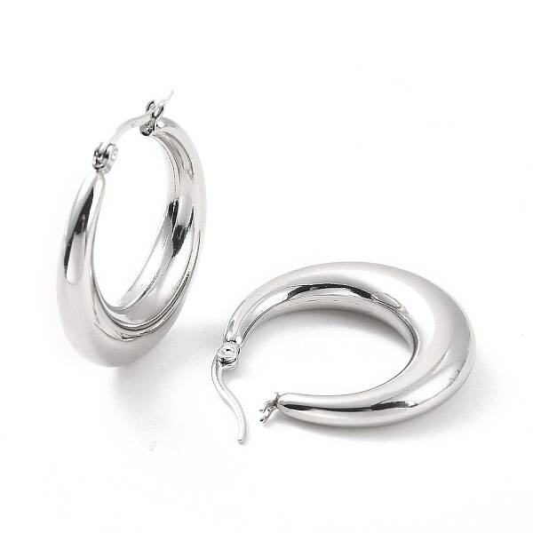 Non-Tarnish 304 Stainless Steel Chunky Hoop Earrings for Women