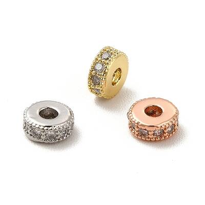 Rack Plating Brass Micro Pave Cubic Zirconia Beads