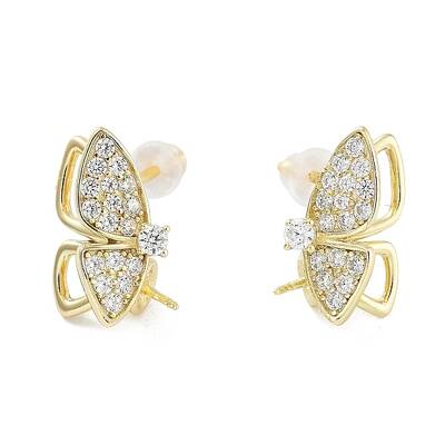 925 Sterling Silver with Cubic Zirconia Stud Earrings Findings