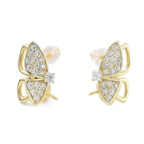 925 Sterling Silver with Cubic Zirconia Stud Earrings Findings