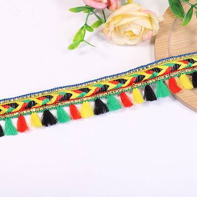 50 Yards Rainbow Color Polyester Fringe Ribbon
