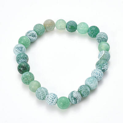 Natural Weathered Agate Beaded Stretch Bracelets