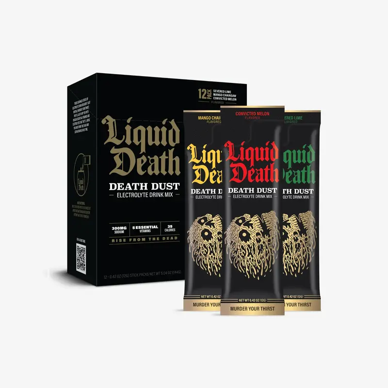 Liquid Death Electrolyte Death Dust - 12-Stick Variety Pack - Hydration Powder Packets - 3 Flavors - Mix 1 Stick with 12 oz W...