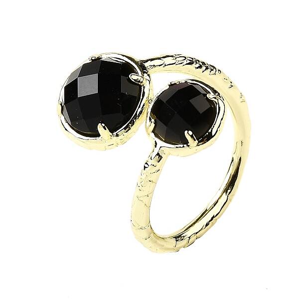 Round Natural Obsidian Open Cuff Rings
