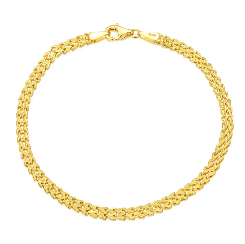 18K Gold Wheat Spike Chain Bracelet