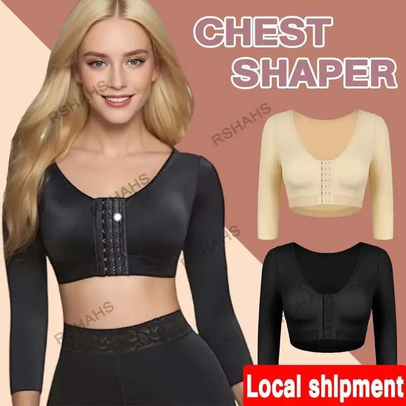 S-5XL Big Size Arm Shaper for Women Post Surgery Push Up Bra Compression Long Sleeves Corset Corrector Front Closure Seamless...