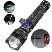 2-in-1 Strong Flashlight, Digital Display of Power, Rechargeable, Zoomable, X4Waterproof, Adjustable Brightness Flash Light f...