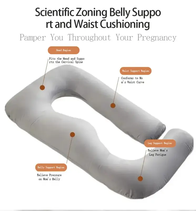 TTZZ U-Shape Full Body Pregnancy Pillow with Removable Cooling Cover for Sleeping - Maternity Pillow and Must-Have for Adults