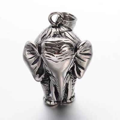 304 Stainless Steel Elephant Pendants