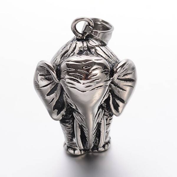 304 Stainless Steel Elephant Pendants