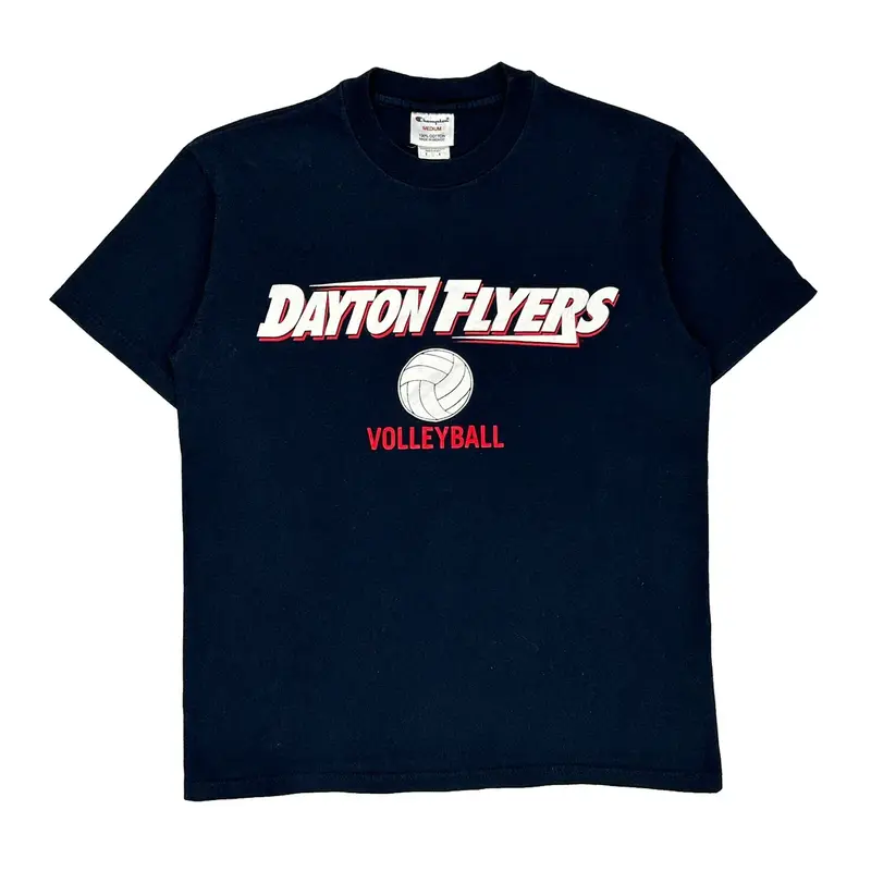 Dayton Flyers Volleyball Champion Graphic T-Shirt - Medium Black Cotton