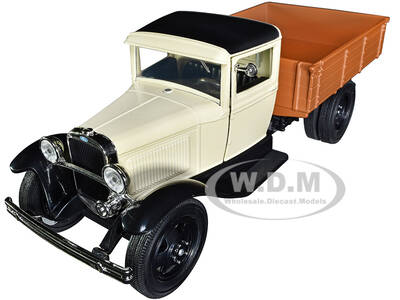 1931 Ford Model AA Pickup Truck Cream and Black Platinum Collection Series 1/24 Diecast Model Car by Motormax