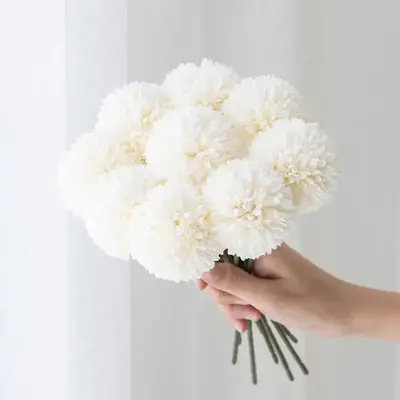 Artificial Pompon Flower, 2pcs Creative DIY Spring Fake Flower Bouquet, Decorative Flowers For Home & Wedding Party Decor