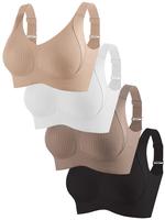 Women's Solid Wireless Bra, Soft Comfortable Breathable Bra with Non-removable Pads, Lingerie for Summer, Bras for Women