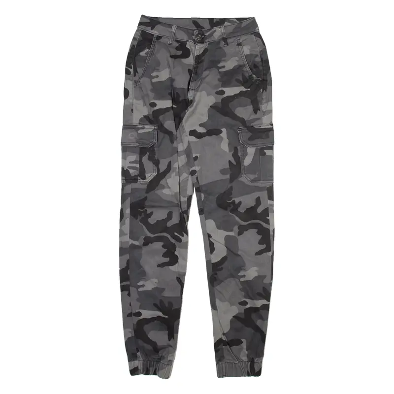 URBAN CLASSICS Camo Cargo Mens Trousers Grey Regular Tapered W26 L30
