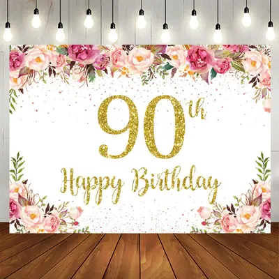 Aperturee Flowers Lovely 90Th Birthday Backdrop For Women