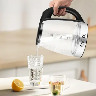 2.0L Electric Glass Kettle - 1500W Rapid Water Boiler, Wide Mouth, Auto Shut-Off, LED Light, Cool-Touch Handle, Boil-Dry Prot...