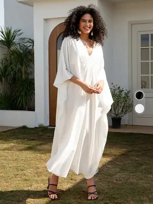 EDOLYNSA kaftan dresses Women's house robe lounge wear Ladies Summer Clothes for Beach Holiday versatile cozy bathing suit...