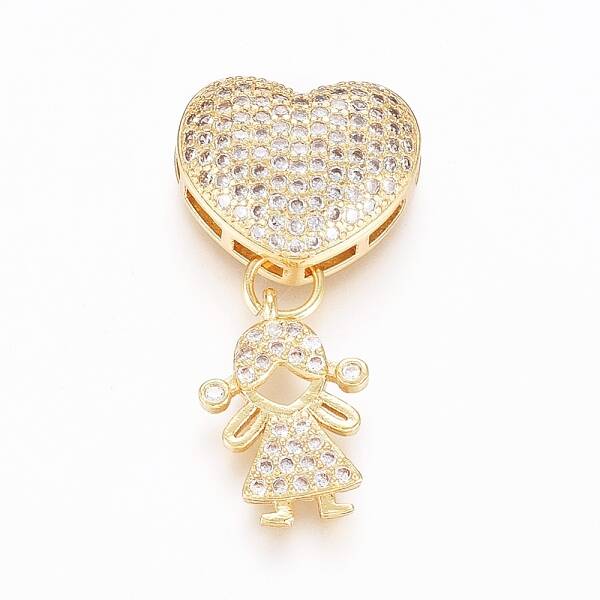 Brass Micro Pave Clear Cubic Zirconia Pendants
