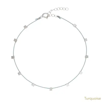 Hilo Anklet | Metal Color: Silver | Color: Turquoise