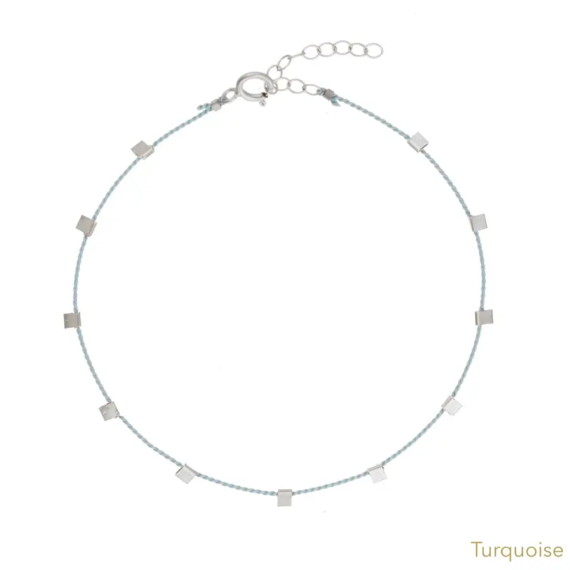 Hilo Anklet | Metal Color: Silver | Color: Turquoise