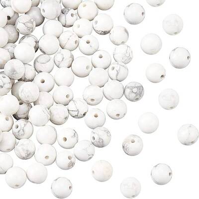 OLYCRAFT 128pcs 6mm Natural Howlite Beads Natural Jasper Beads Round Loose Gemstone Beads Energy Stone for Bracelet Necklace ...