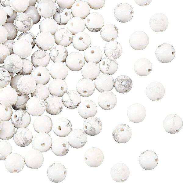 OLYCRAFT 128pcs 6mm Natural Howlite Beads Natural Jasper Beads Round Loose Gemstone Beads Energy Stone for Bracelet Necklace ...