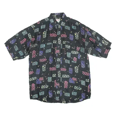 COLOR POINT Mens Shirt Black Silk M