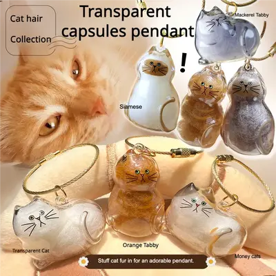 Cat Fur Collection Capsule, Cat Fur Memory Charm, Which Can Be Used as a Keychain or a Pendant and Carried Around With You. p...