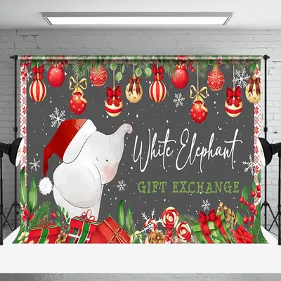 Aperturee Red Green White Elephant Gift Exchange Party Backdrop - Aperturee
