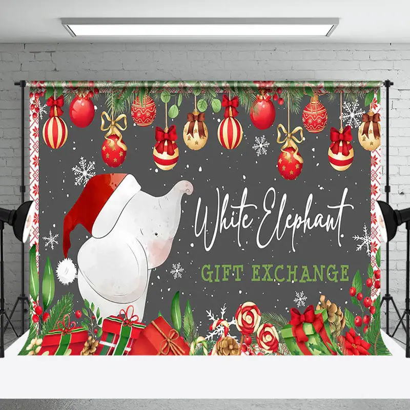 Aperturee Red Green White Elephant Gift Exchange Party Backdrop - Aperturee