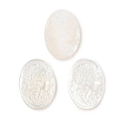 Natural White Shell Carved Cabochons