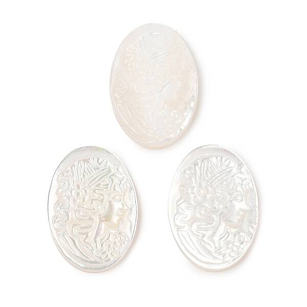 Natural White Shell Carved Cabochons