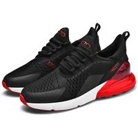 Lightweight Mesh Athletic Shoes with Cushioned Soles black and red