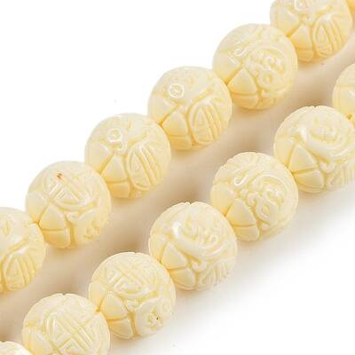 Synthetic Coral Carved Beads Strands