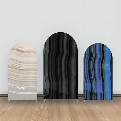 Black Blue Twisted Stripe Marble Arch Backdrop Kit - Aperturee