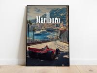 Vintage Racing Cars Wall Art Minimalist Poster Unframed for Him, Retro Grand Prix Prints Trendy 2025