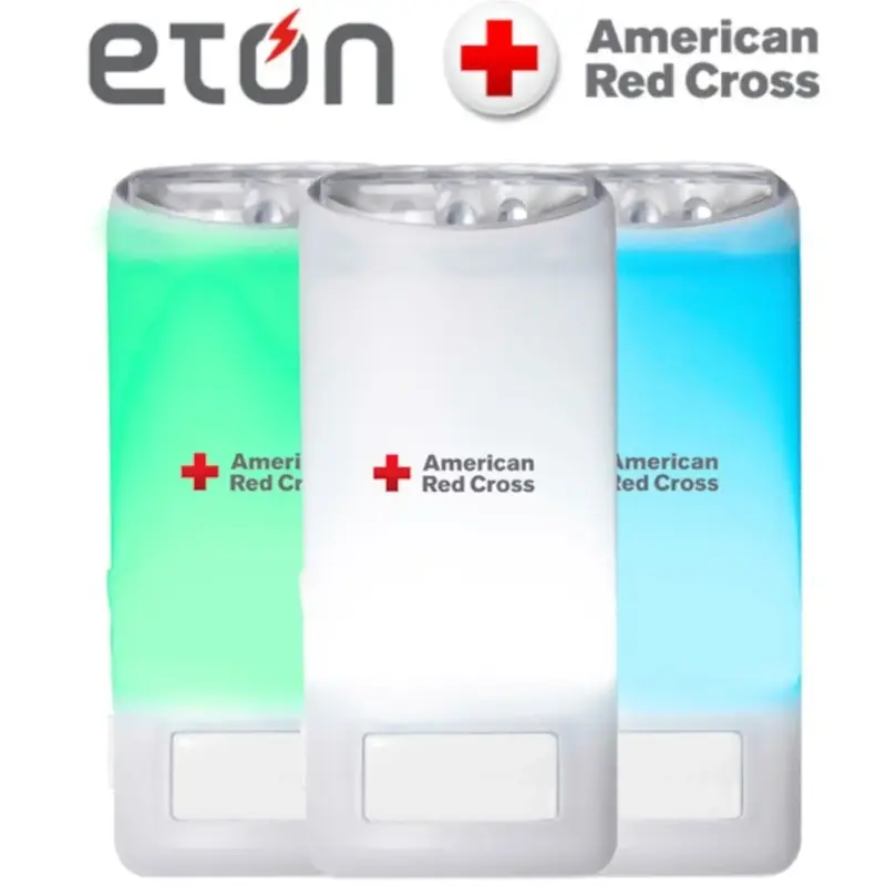 Eton American Red Cross Emergency LED Motion Sensor and Flashlight, with Multi-Color Nightlight, Foldable Plug, Dual Setting ...