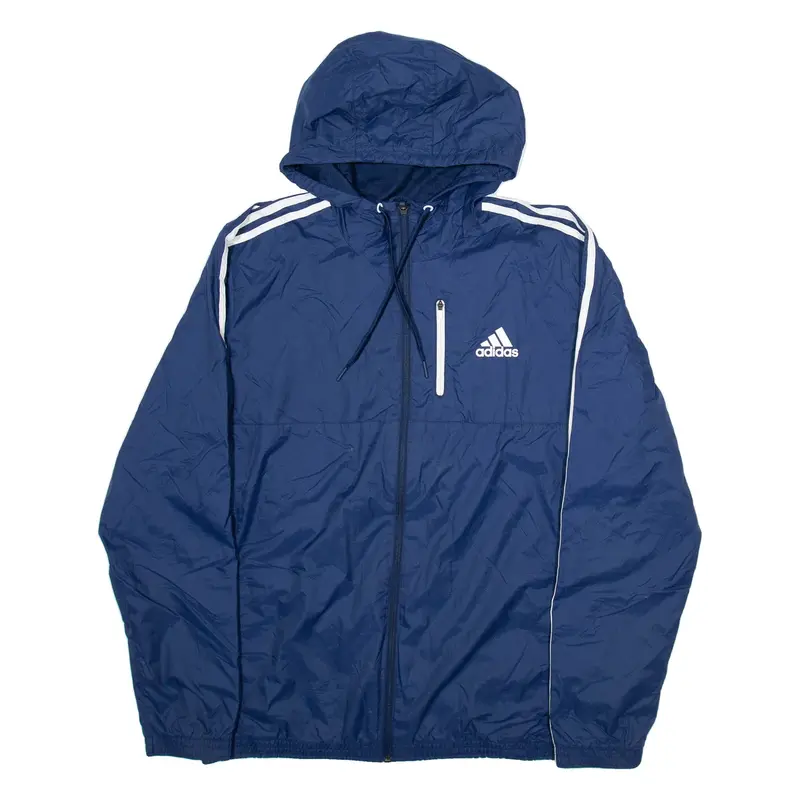 ADIDAS Mens Track Jacket Blue Hooded L