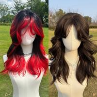 SMILCO/20Inch Deep Brown Medium Curly With Bangs Synthetic Wig/SM415