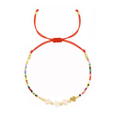 Adjustable Glass Seed Beads & Pearl Braided Beaded Bracelet for Women